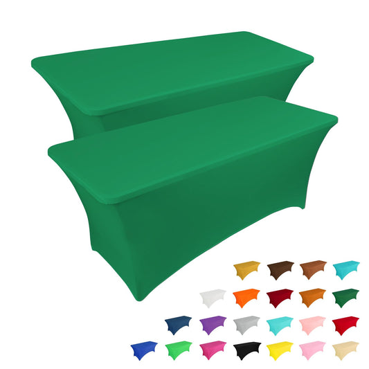 IVAPUPU 4FT Table Cloth for Rectangular Fitted Events Stretch Emerald Green Table Covers Washable Table Cover Spandex Tablecloth Table Protector for Party, Wedding, Cocktail, Banquet, Festival