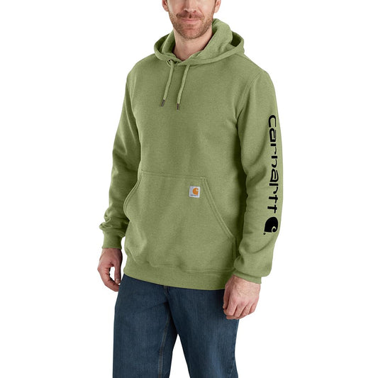 Carhartt Men's Loose Fit Midweight Logo Sleeve Graphic Sweatshirt, Chive Heather