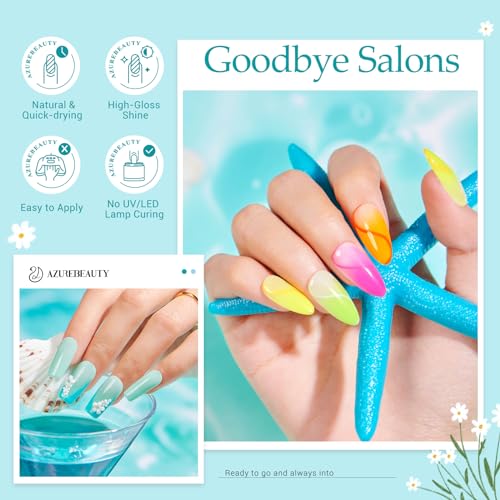 AZUREBEAUTY 42Pcs Dip Powder Nail Kit Starter, 32 Colors Spring Rainbow Bright Pink Red Green Acrylic Dipping Powder Set with Top/Base Coat Activator for French Art Manicure DIY Salon Gift