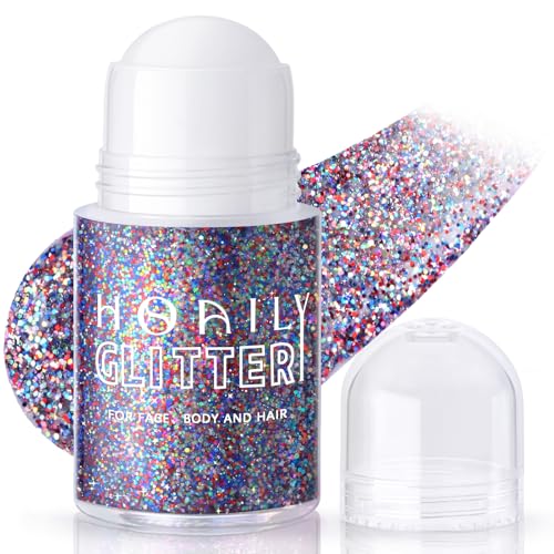 HOSAILY Red White and Blue Roll-On Body Glitter Gel for 4th of July