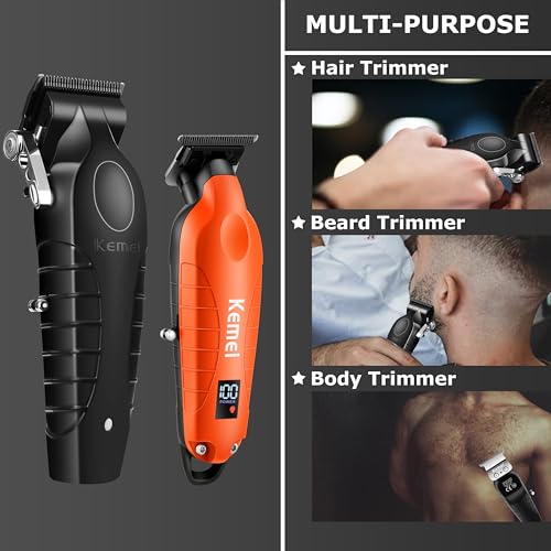KEMEI Cordless Hair Clippers & Trimmers Set Orange 2293+2296