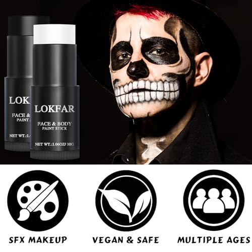 Black and White Face Paint Stick - Waterproof Makeup for Halloween Costume