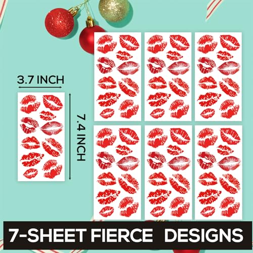 Red Lip Print Temporary Tattoos - Waterproof Fake Tattoos