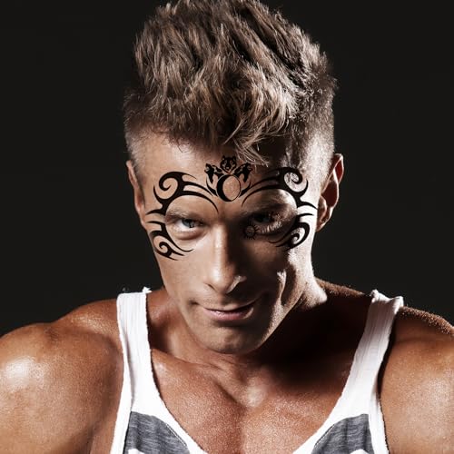 Tribal Face Tattoo Stickers - 9-Sheet Waterproof Temporary Tattoos