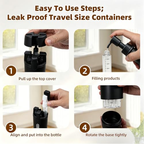 4-in-1 Travel Dispenser Bottles, 30ML Leak-Proof Set (4 Pack)