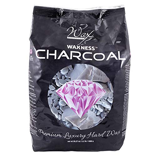 Waxness Charcoal Hard Wax Beads 2.2 lb (1 kg) ? Premium Synthetic Rosin-Free Stripless Wax with Creamy Film Formula for Sensitive Areas, Professional Use ? Made in Italy