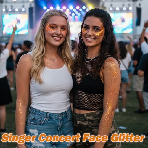 Holographic Orange Face & Hair Glitter Gel for Festivals