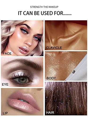 3-Color Glitter Highlighter Powder - Shimmer Face & Body Makeup