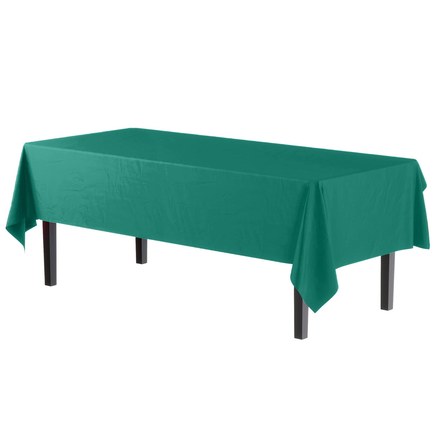 Exquisite 12-Pack Premium Plastic Tablecloth 54in. x 108in. Rectangle Table Cover - Teal