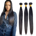 GtaiiReu Human Hair Extensions Straight Bundles 26-30 Inch Natural Black #1B 3 Pack