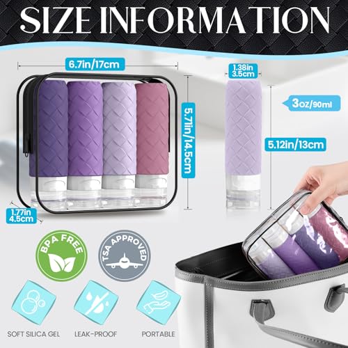 Silevoler TSA Approved Travel Bottles 3oz - Leak Proof Silicone