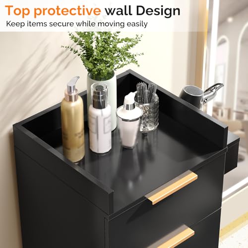 OmySalon 3-Tier Salon Cart with Drawers & Adjustable Shelf