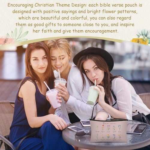 Jetec 30 Pcs Christian Gift for Women Bulk Religious Cosmetic Bags Christmas Inspirational Bible Verse Pencil Pouch Makeup Bags with Zipper for Travel Women Mother Church Favors(You Are,Morandi Style)