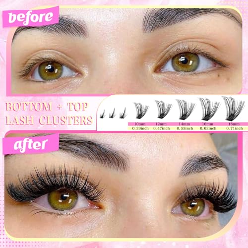 Lash Clusters Kit, 44 Top & 8 Bottom Styles, Wispy Manga Lashes