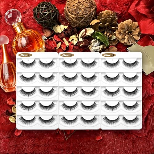 Eliace 3D Mink Lashes 15 Pairs - Wispy Cat Eye Fluffy
