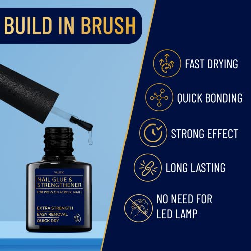 VALITIC Strong Brush-On Nail Glue & Strengthener for Press-On & Acrylic Nails