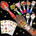 72 PC Farm Party Favors Set - 24 LED Finger Lights & 48 Glow Tattoos