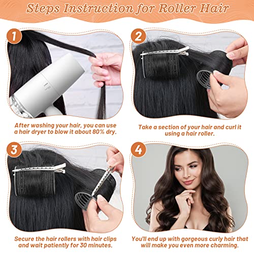 Heatless Hair Rollers Set 24pc with Clips - 4 Sizes