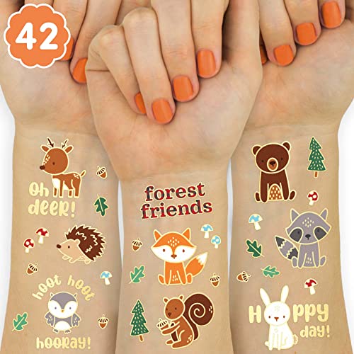 Woodland Animal Temporary Tattoos - 42 Glitter Styles