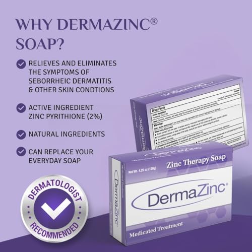 DermaZinc Therapy Soap, Zinc Soap for Skin, Skin Disorder Relief for Psoriasis, Dermatitis, Eczema, and Other Condition Symptoms