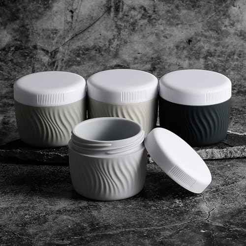 Travel Containers for Toiletries, Silicone Cream Jars BPA-Free, TSA Approved 3oz Travel Size Containers, Leak-proof Portable Size Silicone Jars with Lid for Face Hand Body Cream (4 Pack)