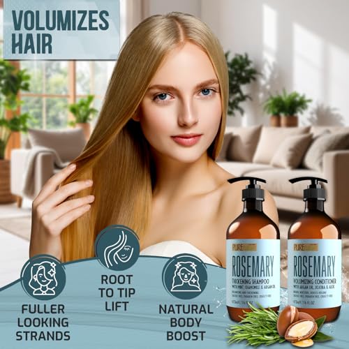 Rosemary Shampoo & Conditioner Set - Sulfate Free Volumizing Care for Thinning Hair