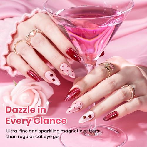 Beetles Pink Cat Eye Gel Nail Polish Set - 6 Colors