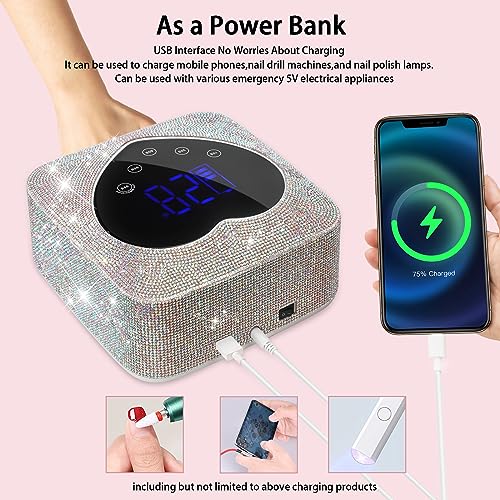 ShineCai Diamond UV LED Nail Lamp 72W Rechargeable Cordless Gel Curing with Auto Sensor & 5 Timer
