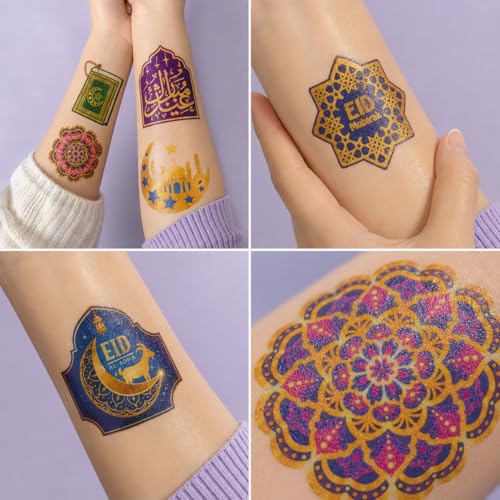 96 Eid Ramadan Temporary Tattoos - Pre-Cut Party Favors
