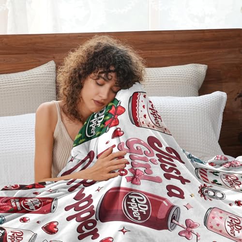 Hugmora Just a Girl Who Loves Soda Blanket 50x60 in White Cozy Throw