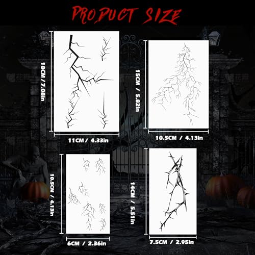 Halloween Stitches Temporary Tattoos - 18 Sheets Fake Scars Makeup