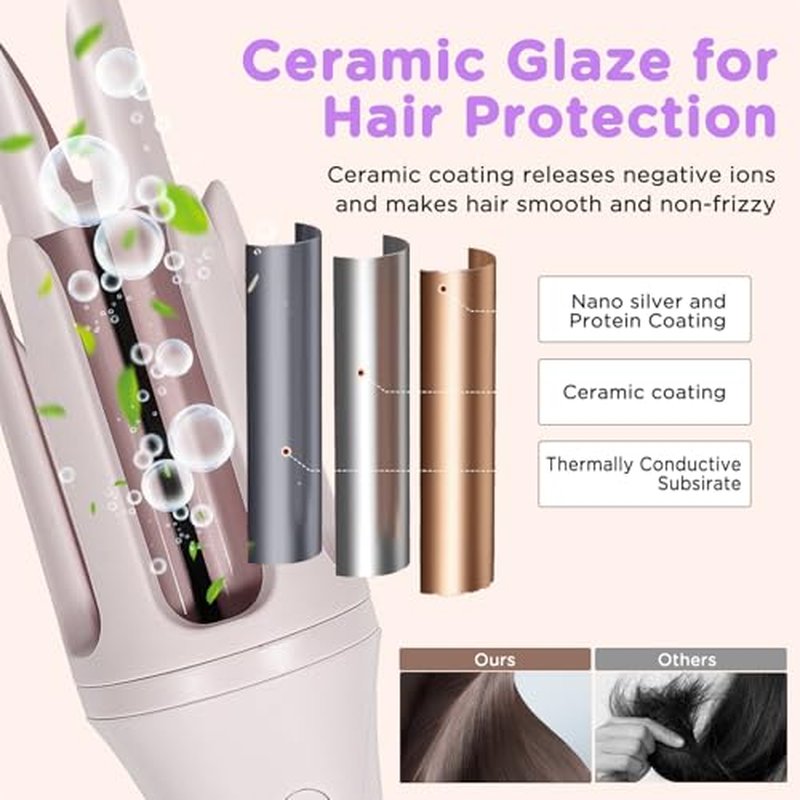 Automatic Curling Iron 1.25 Inch with Tourmaline Ceramic, 2-Way Rotation