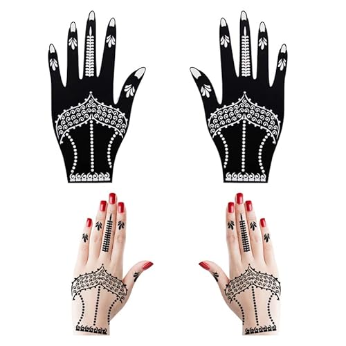 18 Sheets Temporary Tattoo Stencils, Indian Arabian Henna Tattoo Stencils, Glitter Airbrush Tattoo Stickers for Women Boys Girls Hand Body Art