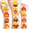 106 PCS Funny Fire Temporary Tattoos Birthday Party Decorations Supplies Favors Flame Firefighter Bonfire Camping Fire Themed Decor Stickers For Girls Boys Gift School Prizes Rewards