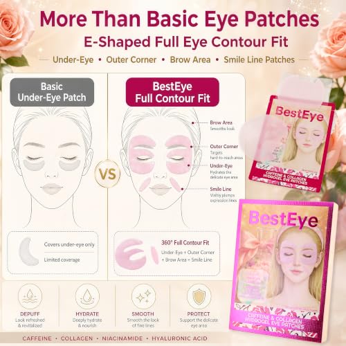 Besteye Collagen Under Eye Patches for Puffy Eyes & Dark Circles – 5 Pairs