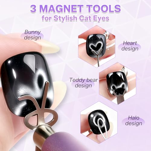 Cat Eye Nail Magnet Set with Storage Case - 8PCS Nail Art Tools for Gel Polish