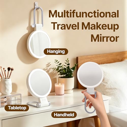 BASILKIT Lighted 1X/10X Magnification Double-Sided Makeup Mirror - Silver
