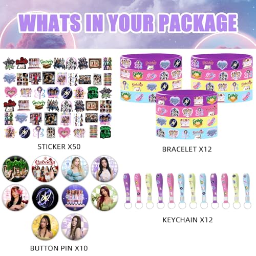 86 Pcs Birthday Party Decorations Set with Bracelets, Keychains & Stickers - Pink & Purple Themed Party Supplies