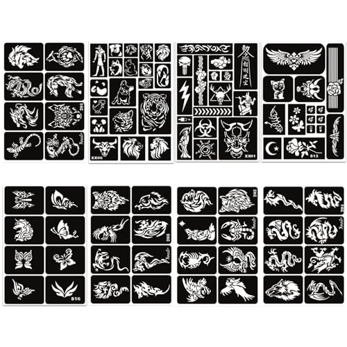 482pc Temporary Tattoo Stencils Kit - 20 Sheets Henna Face Body