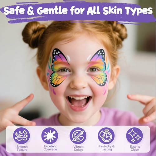 12-Color Oil-Based Face Paint Kit with Brushes