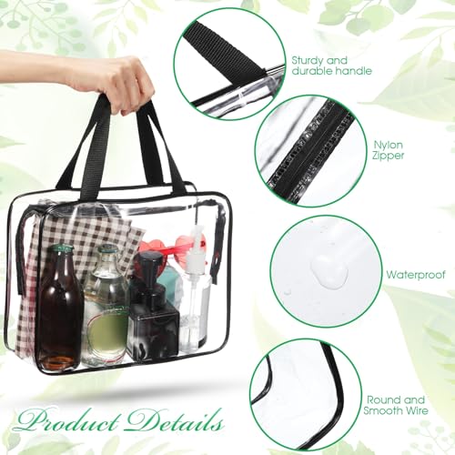 Reginary 10 Pack Large Clear Toiletry Cosmetic Makeup Bag with Zipper and Handle Travel Tote Pouch PVC Plastic Toy Storage Organizer
