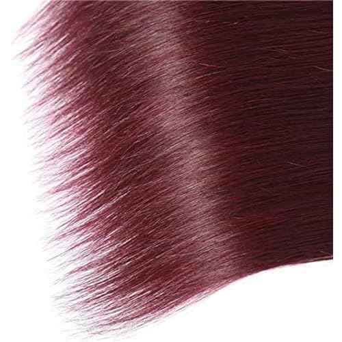 Augfst Brazilian Virgin Human Hair Bundles Burgundy 99J Straight Wave Bundles Human Hair 12 14 16 inch Unprocessed Brazilian Wine Red Quick Weave Hair for Black Women