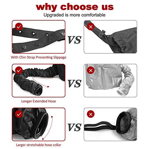 Hair Dryer Bonnet Attachment with Chin Strap & Hose
