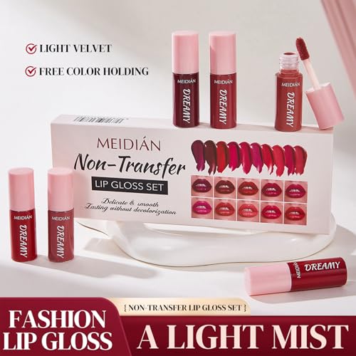 ADMD Matte Lip Gloss Set 10 Velvet Shades Non-Transfer