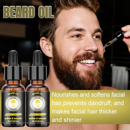 XIKEZAN Gifts for Men, Beard Kit for Mens Care & Grooming with Sweet Tobacco Beard Oils,Wash,Conditioner,Balm,Brush,Comb,Scissors,Cool Birthday Valentines Fathers Christmas Gifts for Men Him Husband