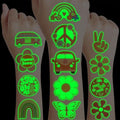 96-Piece Glow-in-Dark Groovy Retro Temporary Tattoos for Kids