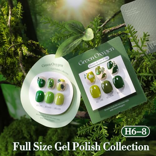 Double Rhythm Lime Forest Green Gel Nail Polish Set 6 Pcs Hema Free 15ml