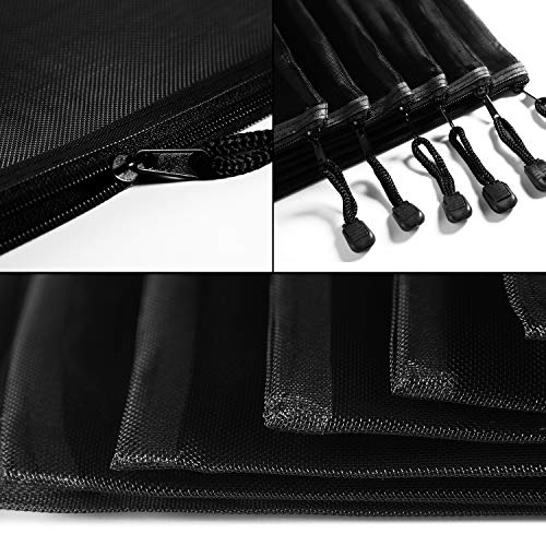 Norme 10 Pieces Black Mesh Bags Makeup Bags Cosmetic Travel Organizer Bags Mesh Zipper Pouch Pencil Case, 9.5 x 7.1 Inches