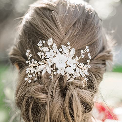 Silver Bridal Hair Comb with Crystals & Pearls