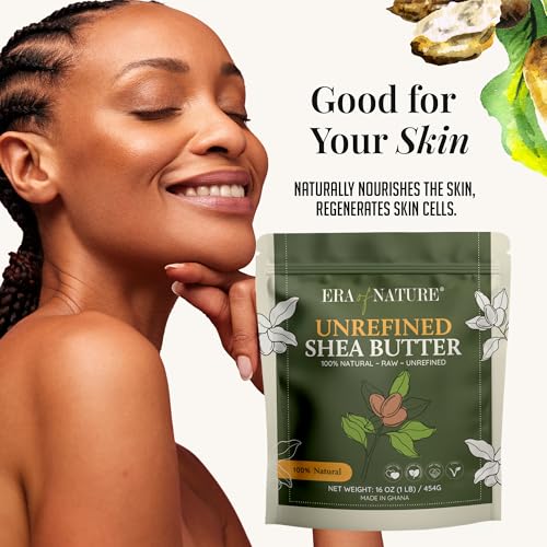era of nature Organic Shea Butter 1lb & Mango Butter 1lb Bundle ? Unrefined, Raw Moisturizers for DIY Body Butters, Soaps, Lotions, and Lip Balms